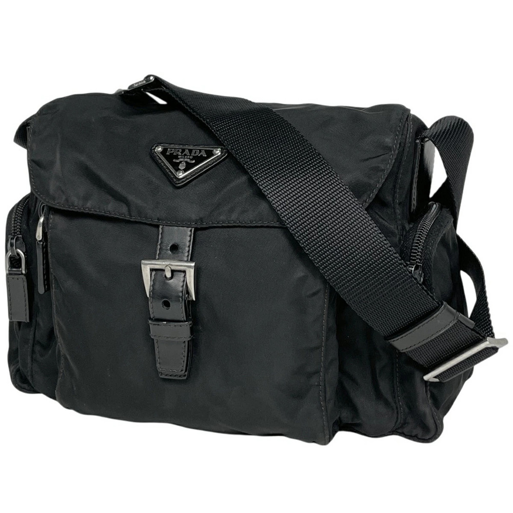 Prada Logo Plate Shoulder Bag Crossbody Nero Black - Picture 1 of 7
